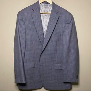 Hart Schaffner Marx Sport Coat Blazer Men 44R Blue Gray Houndstooth 2 Button